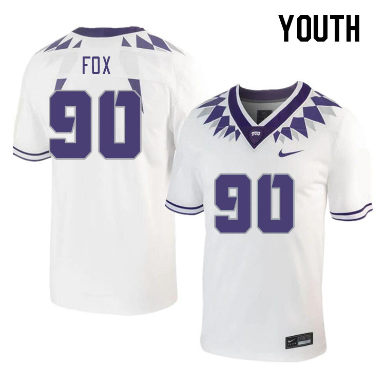 Youth #90 Caleb Fox TCU Horned Frogs 2023 College Footbal Jerseys Stitched-White